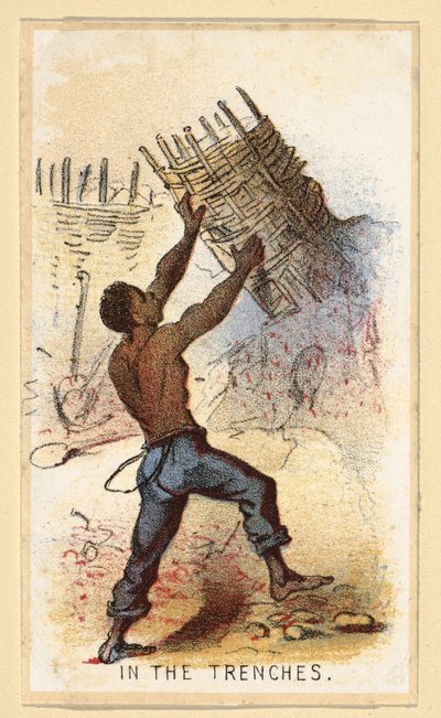 En las trincheras de una serie de tarjetas de colección llamada Vida en el Campamento, pub. 1864 (litografía en color) de Winslow Homer