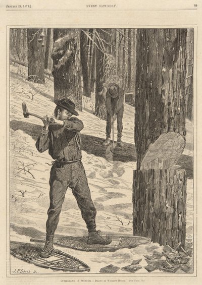 Madera en invierno, de Todos los sábados, 28 de enero de 1871 de Winslow Homer