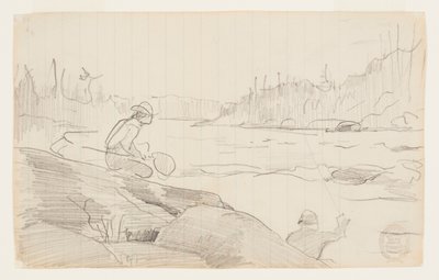 Hombres pescando con caña y red de Winslow Homer