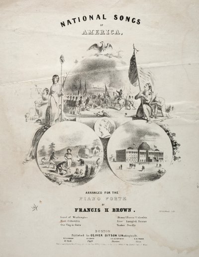 Canciones nacionales de América - Portada de partitura de Winslow Homer