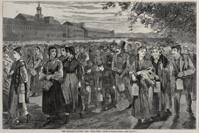 Vida en la fábrica de Nueva Inglaterra - Hora de la campana, 1868 de Winslow Homer