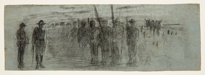 Oficial y ayudante inspeccionando un escuadrón de Winslow Homer