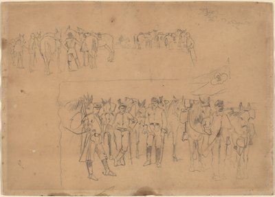 Oficiales y caballos en descanso de Winslow Homer