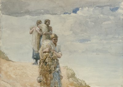 En el acantilado, Cullercoats, c.1881-82 de Winslow Homer