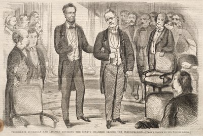 Los presidentes Buchanan y Lincoln entran en la Cámara del Senado antes de la toma de posesión de Winslow Homer