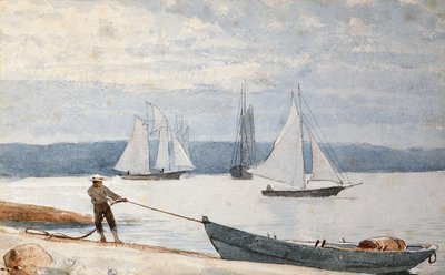 Remolcando el dory, 1880 de Winslow Homer