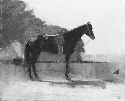 Caballo de silla en el patio de la granja de Winslow Homer