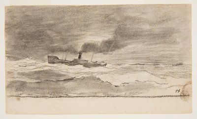 Paisaje Marino con Barco Pesquero, Cullercoats, Inglaterra de Winslow Homer