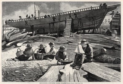 Construcción naval, puerto de Gloucester de Winslow Homer