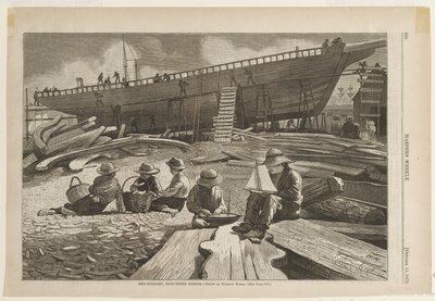 Construcción naval, puerto de Gloucester de Winslow Homer