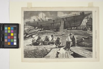Construcción naval, puerto de Gloucester (tinta) de Winslow Homer