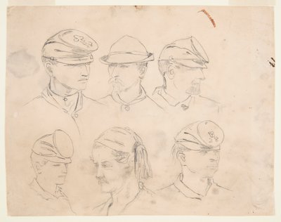 Seis estudios de cabezas de soldados de Winslow Homer