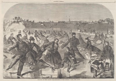 Patinaje en el Estanque de Patinaje de Damas en el Central Park, Nueva York, publicado 1860 de Winslow Homer
