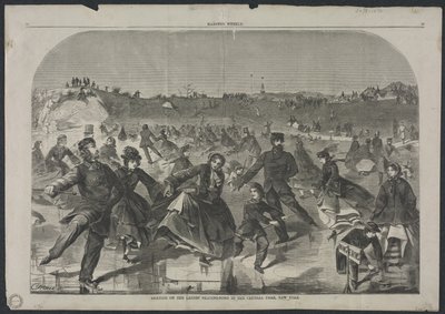 Patinaje en el estanque de patinaje de damas en Central Park, Nueva York de Winslow Homer