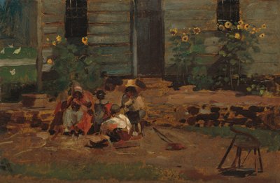 Boceto de un Patio de Cabaña de Winslow Homer