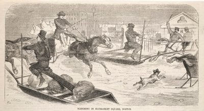 Paseo en trineo en Haymarket Square, Boston, 1859 de Winslow Homer