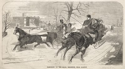 Paseo en trineo por la carretera, en Brighton, cerca de Boston de Winslow Homer