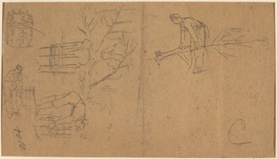 Soldados talando y tejiendo retoños en cestas [verso] de Winslow Homer