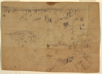 Estudios de un campo de batalla con tocones de árboles y troncos de árboles destrozados, Petersburg, Virginia de Winslow Homer