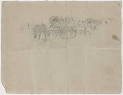 Tren de Suministro y Mulas [verso] de Winslow Homer