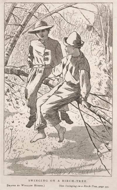 Columpiándose en un abedul, 1867 de Winslow Homer