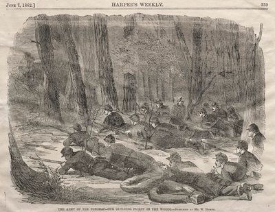 El ejército del Potomac - Nuestro piquete en el bosque, 1862 de Winslow Homer