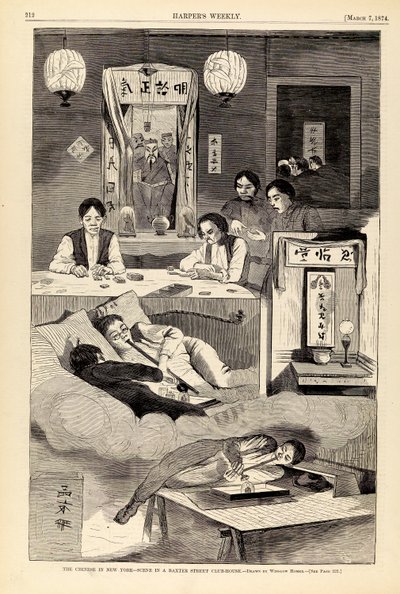 The Chinese in New York--Scene in a Baxter Street Club-House, de Harper