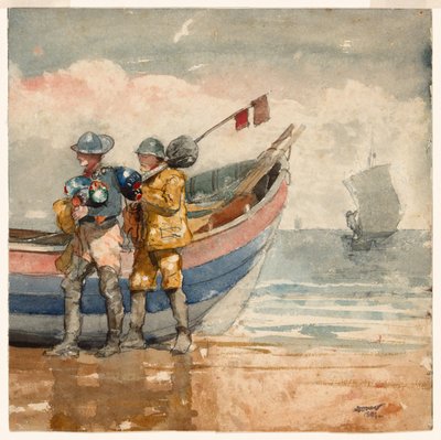 El regreso, Tynemouth (recto) Estudio (verso) de Winslow Homer