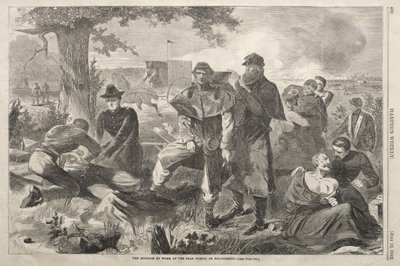 El cirujano trabajando en la retaguardia durante un enfrentamiento de Winslow Homer