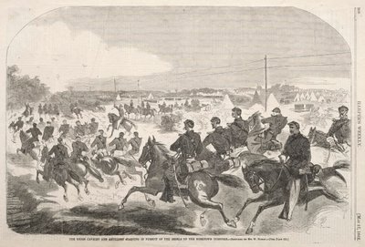 La caballería y artillería de la Unión comenzando la persecución de los rebeldes por el Yorktown Turnpike, 1862 de Winslow Homer