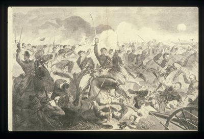 La guerra por la Unión 1862 - Una carga de caballería (grabado en madera) de Winslow Homer