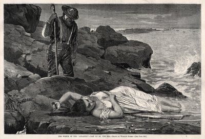 El naufragio del Atlántico - Arrojado por el mar, 1873 de Winslow Homer