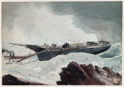 La goleta naufragada, c.1900-10 (acuarela y carboncillo sobre papel) de Winslow Homer
