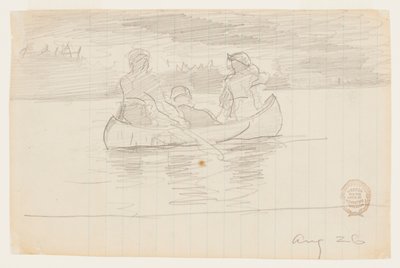 Tres hombres en una canoa, Il Manigne, Quebec de Winslow Homer