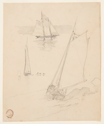 Tres bocetos de goletas de Winslow Homer