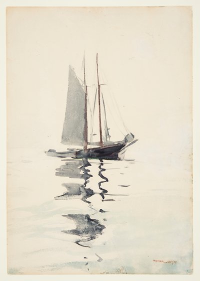 Goleta de dos mástiles con dory de Winslow Homer