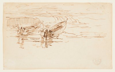 Dos dories siendo lanzados, Inglaterra de Winslow Homer