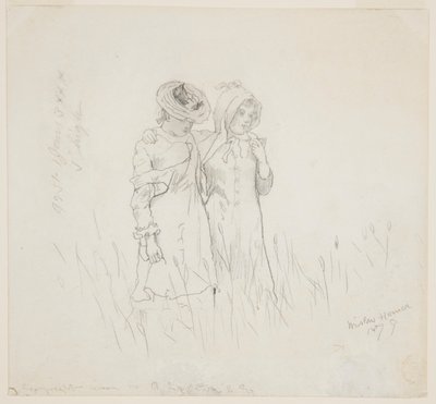 Dos chicas en un campo de Winslow Homer