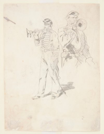 Dos estudios de un trompetero de Winslow Homer