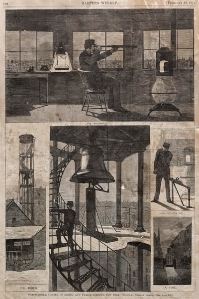 Torre de vigilancia, esquina de las calles Spring y Varick, Nueva York, 1874 de Winslow Homer