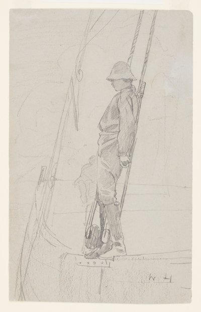 Joven apoyado en el aparejo de un velero de Winslow Homer