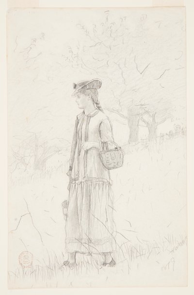 Joven mujer llevando una cesta de Winslow Homer