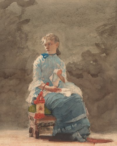 Joven mujer cosiendo, 1876 de Winslow Homer