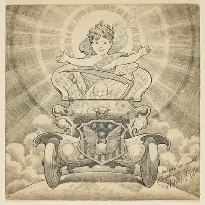 Estudio para caricatura "Bienvenida en el año 1917" de Winsor McCay