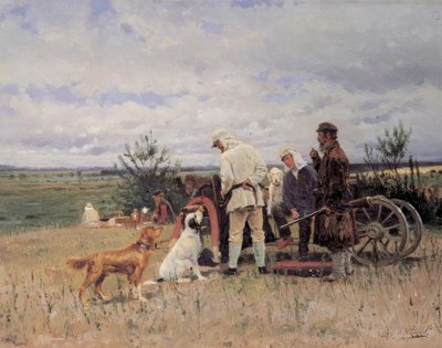 El descanso de los cazadores de Wladimir Jegorowitsch Makowski
