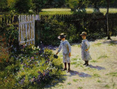 Niños en el jardín de Wladyslaw Podkowinski