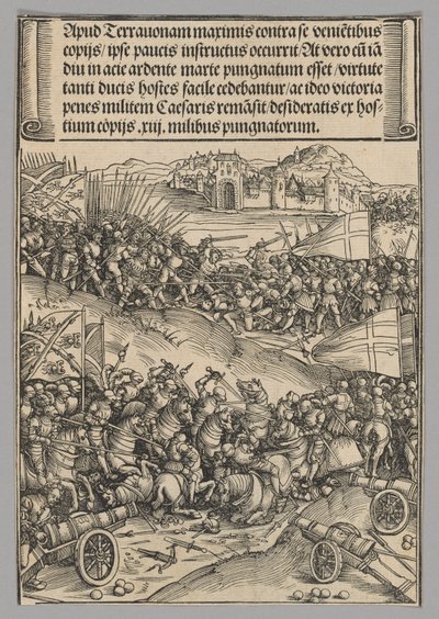 Batalla de Guinegate, lámina 4 de Escenas históricas de la vida del emperador Maximiliano I desde el Arco del Triunfo de Wolf Traut