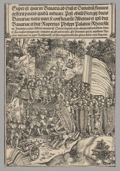 Guerra de Baviera, placa 18 de Escenas históricas de la vida del emperador Maximiliano I del Arco de Triunfo de Wolf Traut