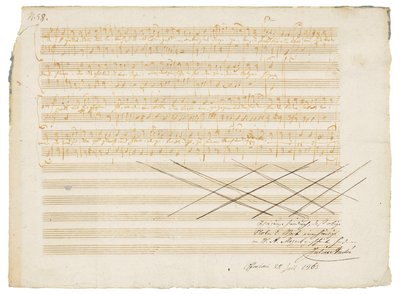 Manuscrito musical autógrafo, Zwei deutsche Kirchenlieder, K.343 de Wolfgang Amadeus Mozart