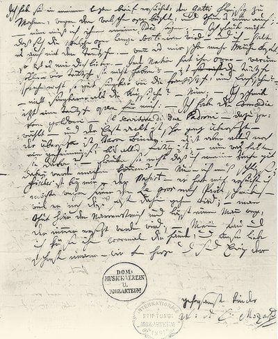 Carta autógrafa de Wolfgang Amadeus Mozart de Wolfgang Amadeus Mozart